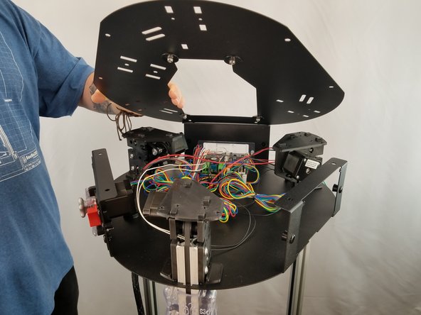 If you purchased the touch screen or Dual Extrusion add-on kits, it is much easier to install BEFORE the top plate is installed in this step. You may wish to take a detour to those assembly / installation guides before moving forward. Click the links below if so.