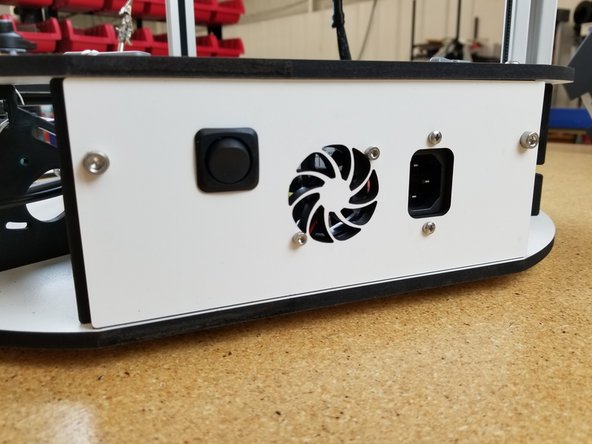 The power panel is secured to the injection molded side using (2) 10/32 x 5/8&quot; screws as shown.