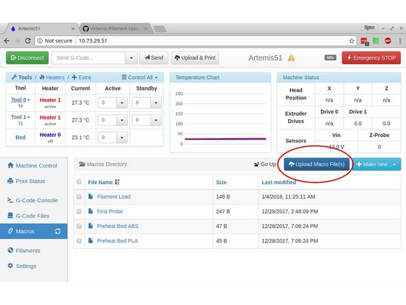 If you already have your macro saved to a file on your computer, you can upload it directly. (It must be a .gcode file)