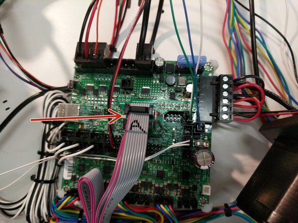 Connect the ribbon cables to the RAMBo  Board in the orientation and location specified.