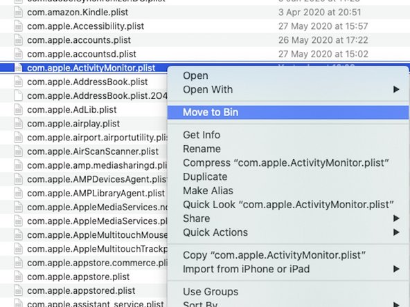 By placing the item into the Bin, you can retrieve it later if you are worried. However, it is simply a preferences file and gets rebuilt every time you open Activity Monitor