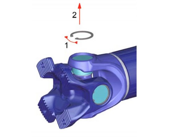 
Remova o anel de reten&ccedil;&atilde;o com um alicate de desmontagem. Gire a junta e remova os an&eacute;is de reten&ccedil;&atilde;o restantes conforme descrito.
