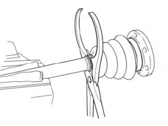Fixe a braçadeira menor com a ajuda de um alicate especial;