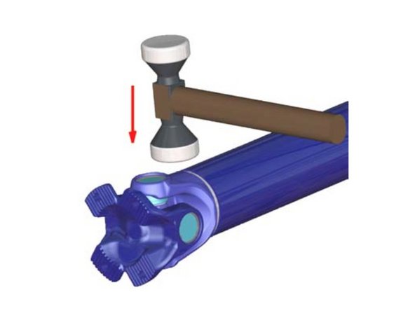 
A cruzeta do mancal com o garfo de flange j&aacute; instalado deve ser inserida nas orelhas do garfo do tubo.
