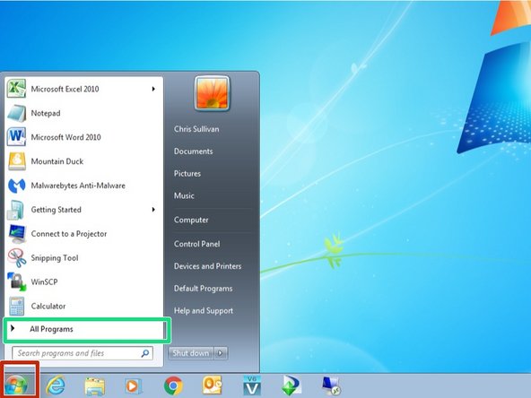 From your computer, click on the Start button in the lower left corner