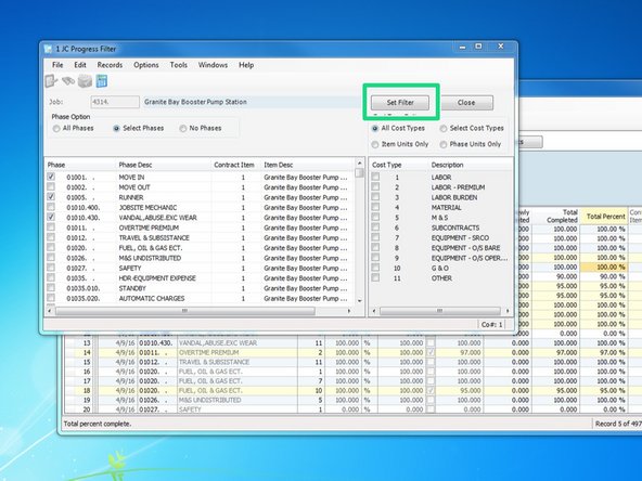 Once complete, click on "Set Filter"