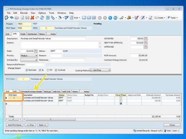 Select the PCO Item that the Subcontract CO is associated with.  It can be set up to a new item or to an existing item.