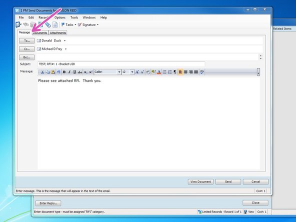 Click on the "Message" tab.  From here, you can add a message to the recipient if you are sending via email.