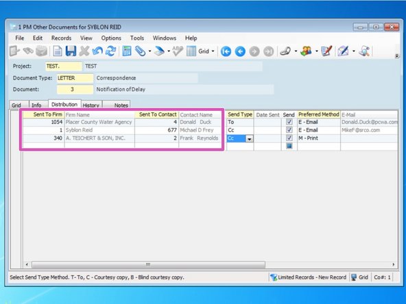 Add contacts that need to receive this letter.