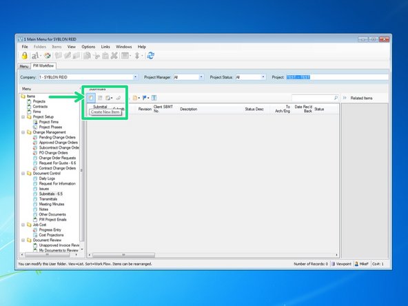 Once Submittals are created, this interface will become populated and give the user a quick reference guide to Submittal statuses.