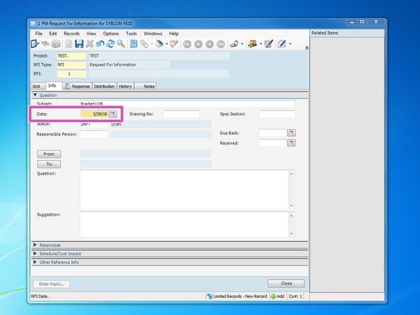 Type in the date that you will send the RFI to the recipient.