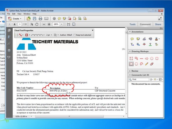 From the default program, you can make any annotations or notes that you made to complete your submittal.  Once complete,