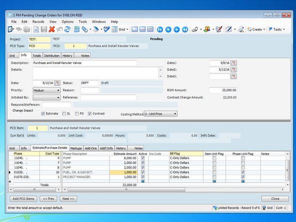 Finish adding all associated costs with this Item.
