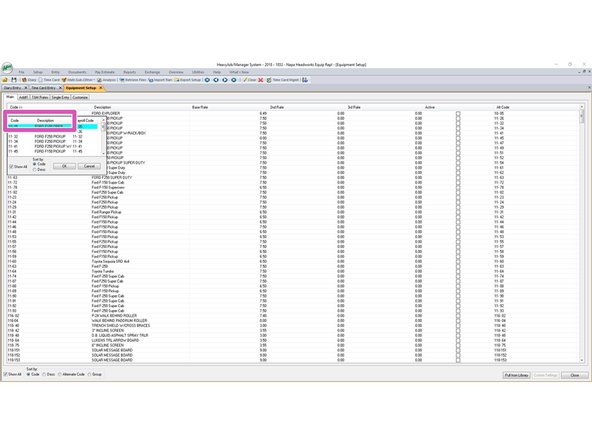 You can click on Code, or Description.  Once you click on one of those areas, you just start typing what you are searching for.