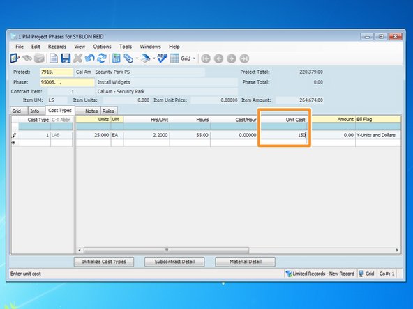 When you type in your "Hours", the "Hrs/Unit column will automatically calculate.  You can also insert an Hrs/Unit value and it will calculate the amount of Hours.