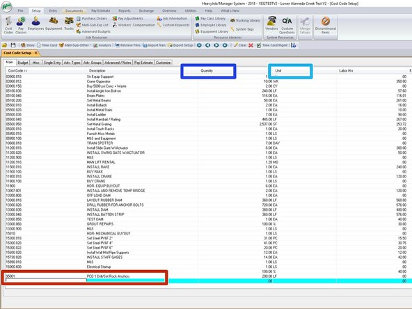 95000 Cost codes are for Potentially Reimbursable Costs.  Set them up to track like your PCO #'s.  PCO # 1 = 95001, this will make for easier tracking.