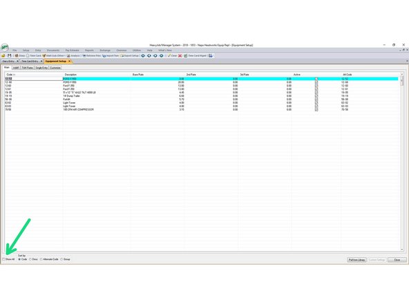 Here you can see that we are only seeing the activated equipment for the job.