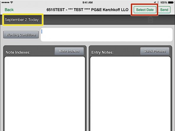 The top of the screen shows the date of the diary entry