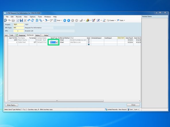 Under "Send Type", you can change whether you want the email addressed or cc'd to the contacts you list.