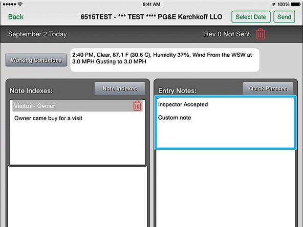 Click on the Quick Phrases button to bring up the Quick Phrases menu