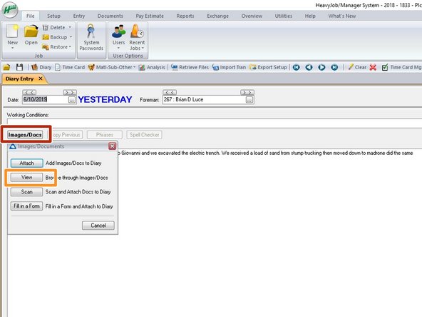 Click on Images/Docs. the fallowing window will show up.