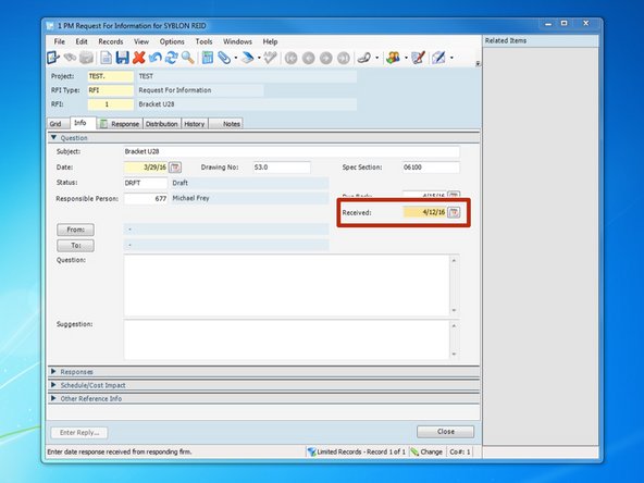 Once you receive a response to the RFI, insert the date that you received the RFI response here.