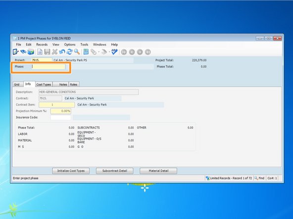 If you know the number of the phase code you want to add, you can type it in here.  If you want to see all phase codes to determine what the next number available is, press the F4 key to open Viewpoints look up feature.