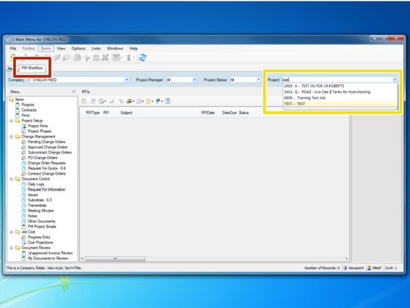 Select the "PM Workflow" tab