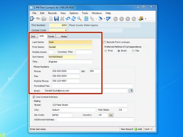 Fill in as much information as you can