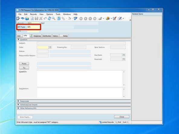 "RFI Type:" should be RFI.