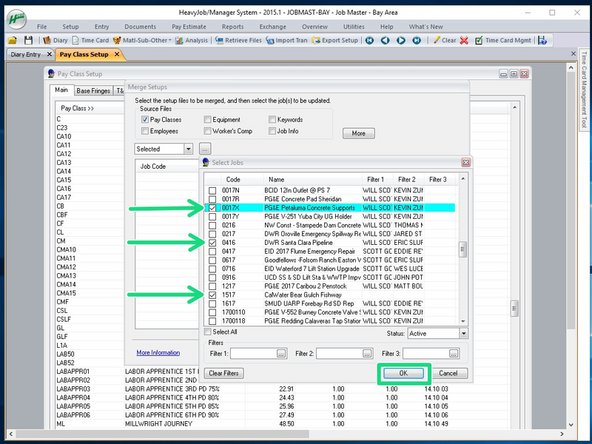 Select the jobs you want to merge to, and click "OK".