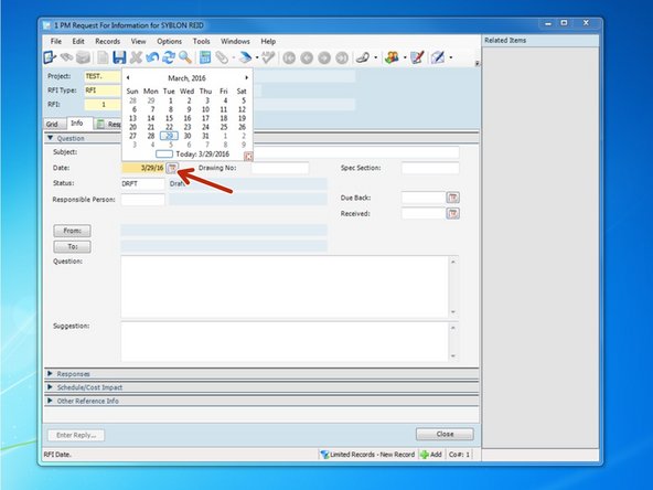 Clicking on the Calendar icon will pull up a calendar that you can select the day from as well.