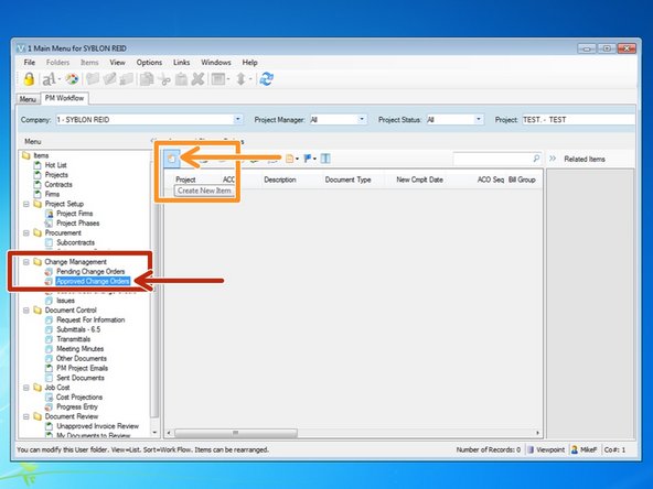 From the Change Management folder, select the "Approved Change Orders" program.