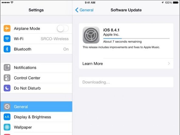 Wait for the update to finish downloading.  This can take several minutes, depending on the size of the download and the speed of your wifi connection.