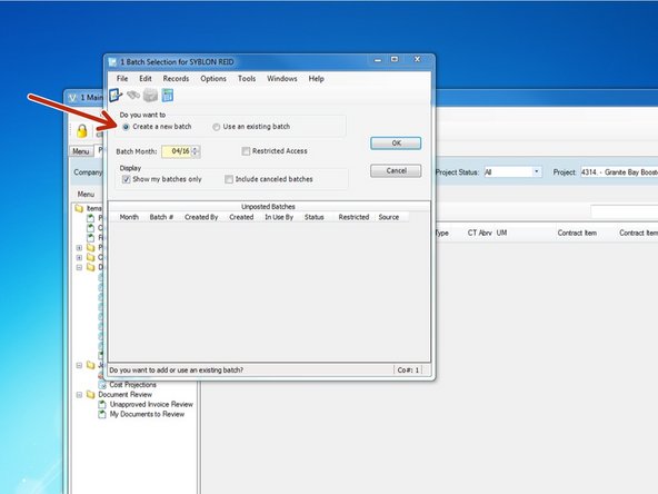 To create a new batch and claim new quantities, select "Create a new batch".  If you wish to continue with an incomplete batch, you can select "Use an existing batch", then select which batch you want to continue working on.