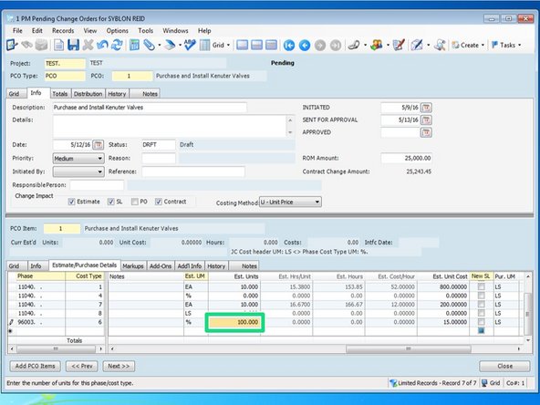 Include the proper amount of Units for this phase code.