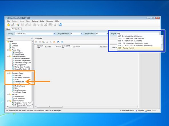 From the "Document Control" folder, select the "Submittals - 6.5" program.