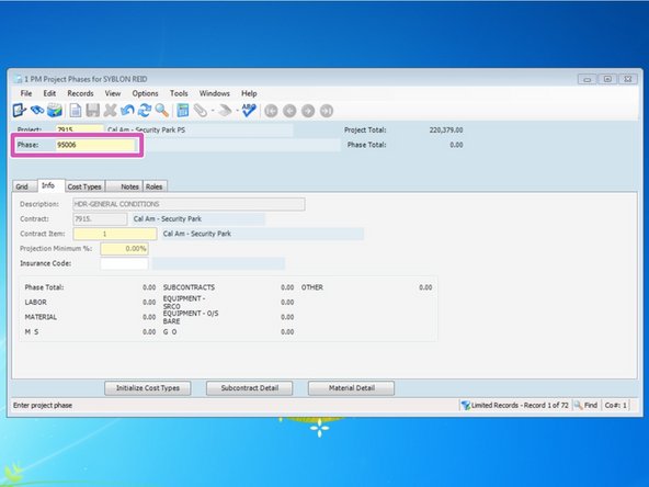 Type in your new phase code number and press the "Tab" key.