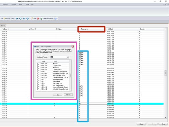 Under the same Misc Tab you can Assign cost codes to Specific Foreman.