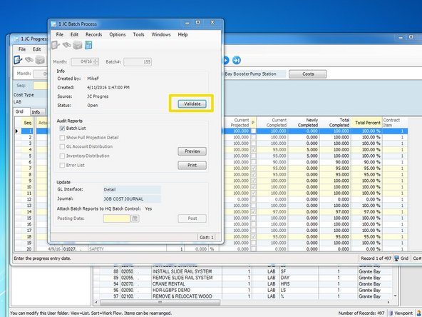 Click on the "Validate" button.