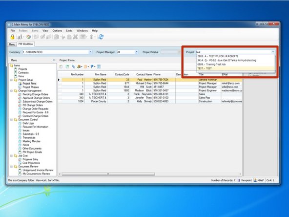 From the Project field, begin to type in your Job Number or Project Name.  Select your project once it appears.