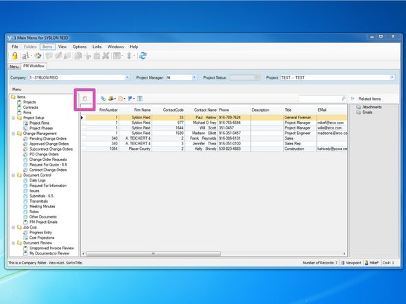 If you do not see your contact added to your project yet, select the "Create New Item" icon to add your contact.