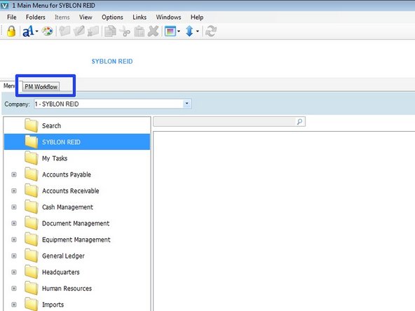 You should now see the PM Workflow tab in the main Viewpoint window