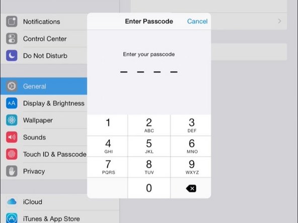Enter in the passcode for the iPad.  This is the same passcode as the lock screen passcode.