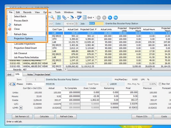To filter the amount of records shown, you can select "File" ==> "Projection Options".