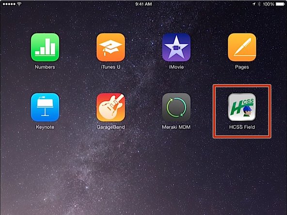 From the iPad home screen, click on the HCSS Field app