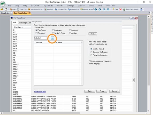 To select the jobs you want to merge to, first click the 3-dot box.