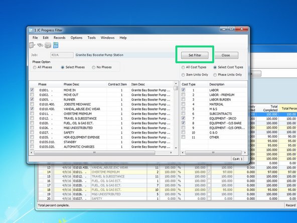 Once complete, click on "Set Filter"