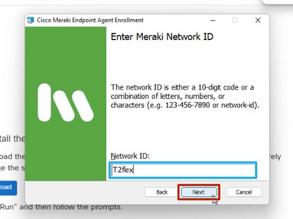 Enter the Network ID:  T2flex