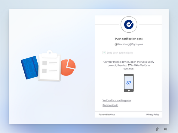 Check your mobile device for a push notification from Okta and select the correct number.